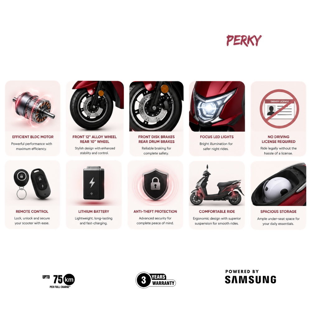 Perky 48V – Affordable Electric Scooter | Up to 75 km Range